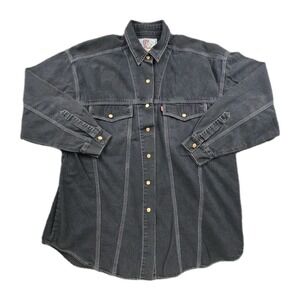 Vintage‎ Levi's Women's Oversized Black Denim Shirt Made in Hong Kong M/L